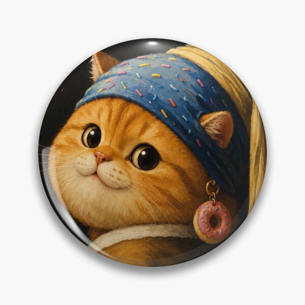 Item preview, Cute Chonky Orange Cat with the Donut Earring Painting Masterpiece Dreamscape designed and sold by Mindworx21.