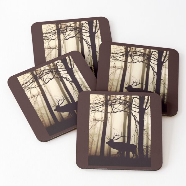 Item preview, Majestic stag in a winter forest in warm brown and grey tones designed and sold by PureHopeStudio.