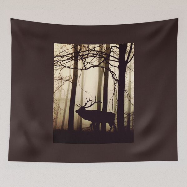 Item preview, Majestic stag in a winter forest in warm brown and grey tones designed and sold by PureHopeStudio.