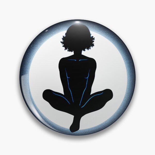 Item preview, Minimalist Silhouette Figure Meditating in Blue Halo designed and sold by VanSum.