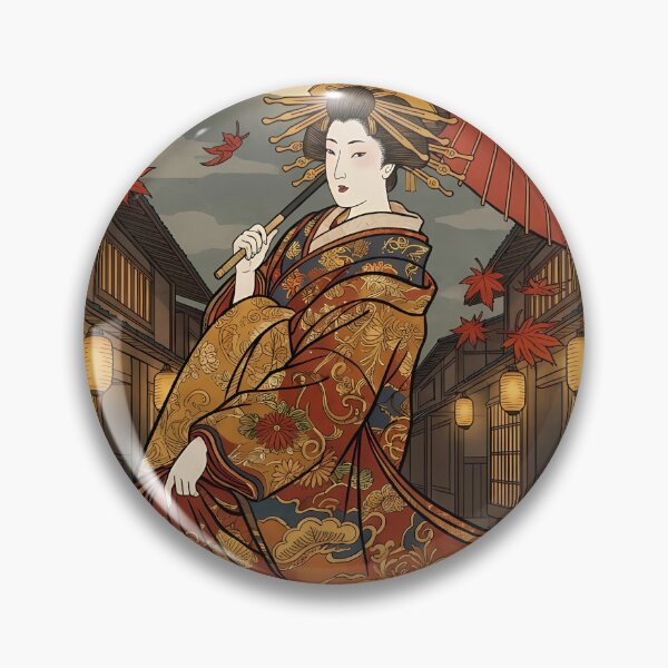Item preview, Beautiful Oiran Geisha Dancing with Red Umbrella Under Full Moon - Ukiyo-e Art designed and sold by TokyoUkiyoHouse.