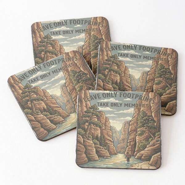 Item preview, Leave Only Footprints Zion National Park — Take Only Memories Conservation Poster Art designed and sold by MālamaThreads.