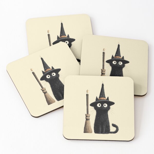 Item preview, Cute Little Black Cat Witch with Broom designed and sold by colorful-white.