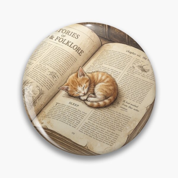 Item preview, Tiny Kitten Sleeping on a Giant Vintage Book Miniature Illustration designed and sold by DuckOddity.