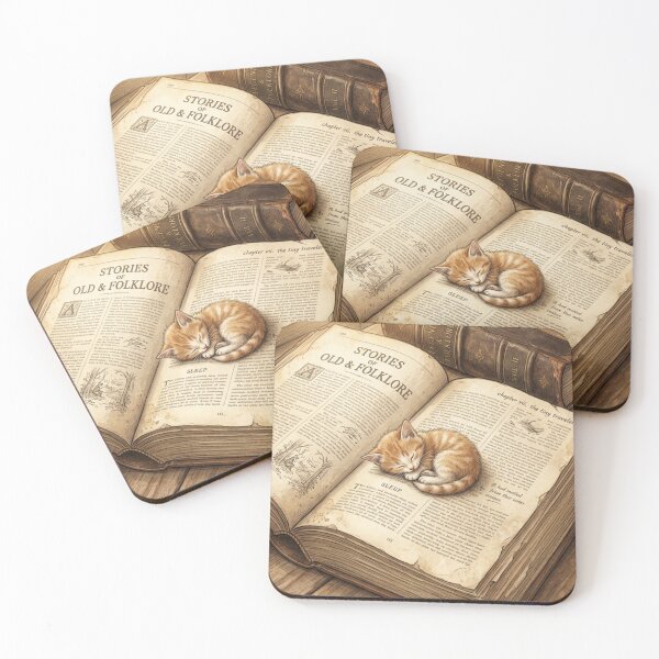 Item preview, Tiny Kitten Sleeping on a Giant Vintage Book Miniature Illustration designed and sold by DuckOddity.