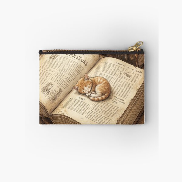 Item preview, Tiny Kitten Sleeping on a Giant Vintage Book Miniature Illustration designed and sold by DuckOddity.
