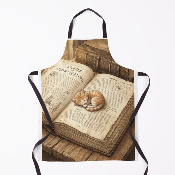 Item preview, Tiny Kitten Sleeping on a Giant Vintage Book Miniature Illustration designed and sold by DuckOddity.
