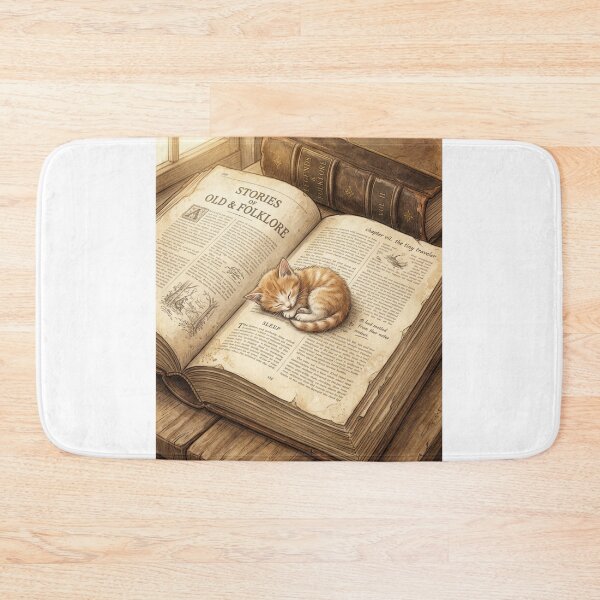 Item preview, Tiny Kitten Sleeping on a Giant Vintage Book Miniature Illustration designed and sold by DuckOddity.