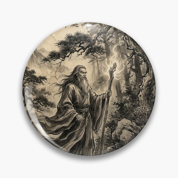 Item preview, Wise Wizard of the Mystic Woods Sumi-e Ink Wash designed and sold by DuckOddity.