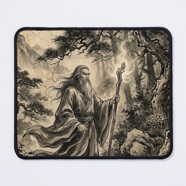Item preview, Wise Wizard of the Mystic Woods Sumi-e Ink Wash designed and sold by DuckOddity.