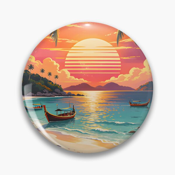 Item preview, Koh Lipe Thailand Retro Sunset Travel Poster – Andaman Sea Coastal Artwork designed and sold by Spirit of Siam.