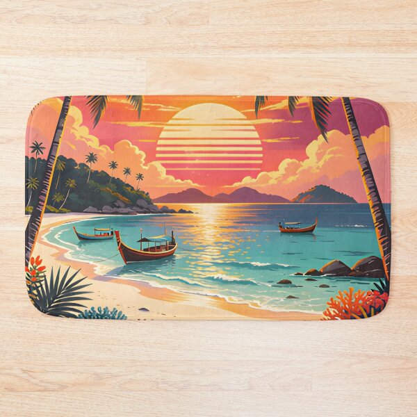 Item preview, Koh Lipe Thailand Retro Sunset Travel Poster – Andaman Sea Coastal Artwork designed and sold by Spirit of Siam.