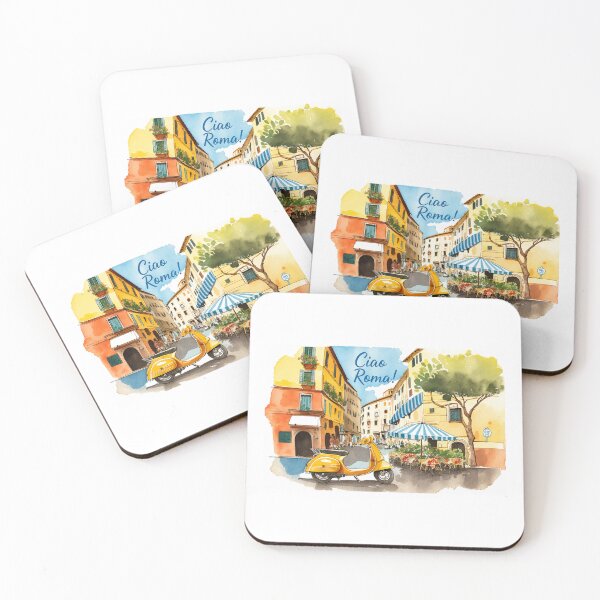 Item preview, Ciao Roma! - Vintage Italian Street Scene with Vespa and Café designed and sold by Ramona-Gliga.