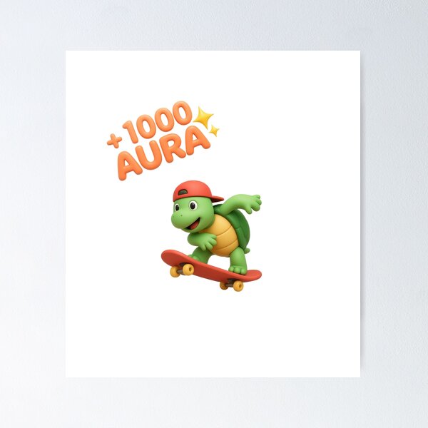 Item preview, 1000 Aura Cute 3D Skateboarding Turtle Sticker designed and sold by thazinart.