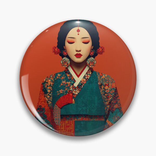 Item preview, Elegante mujer coreana con hanbok tradicional. designed and sold by colorful-white.