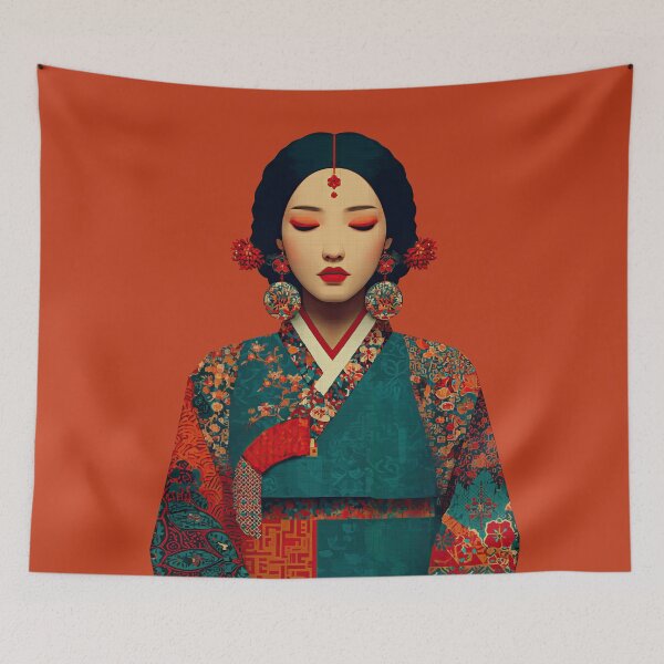 Item preview, Elegant Korean Woman in Traditional Hanbok designed and sold by colorful-white.