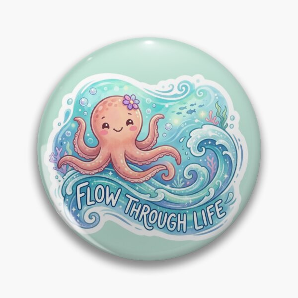 Item preview, Cute Peach Octopus - Flow Through Life Ocean Sticker designed and sold by Snikdha.