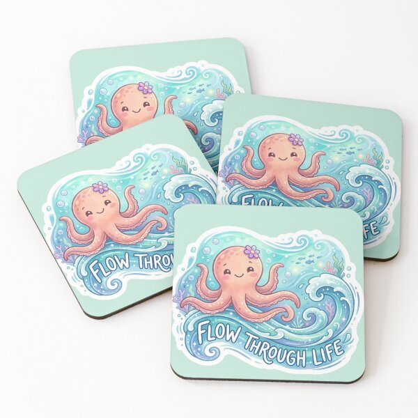 Item preview, Cute Peach Octopus - Flow Through Life Ocean Sticker designed and sold by Snikdha.