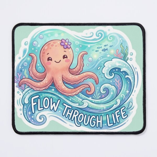 Item preview, Cute Peach Octopus - Flow Through Life Ocean Sticker designed and sold by Snikdha.