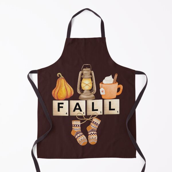 Item preview, Cozy Fall Composition with Pumpkin, Lantern, Hot Chocolate, Warm Socks and Scrabble Letters FALL designed and sold by PureHopeStudio.