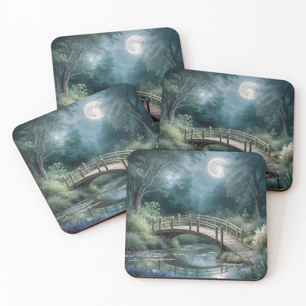 Item preview, Moonlit Woodland Bridge | Peaceful Forest Stream  designed and sold by Patricia Johnston.