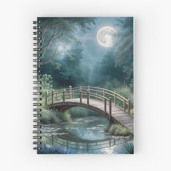 Item preview, Moonlit Woodland Bridge | Peaceful Forest Stream  designed and sold by Patricia Johnston.
