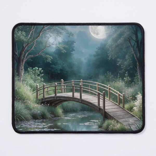Item preview, Moonlit Woodland Bridge | Peaceful Forest Stream designed and sold by Patricia Johnston.