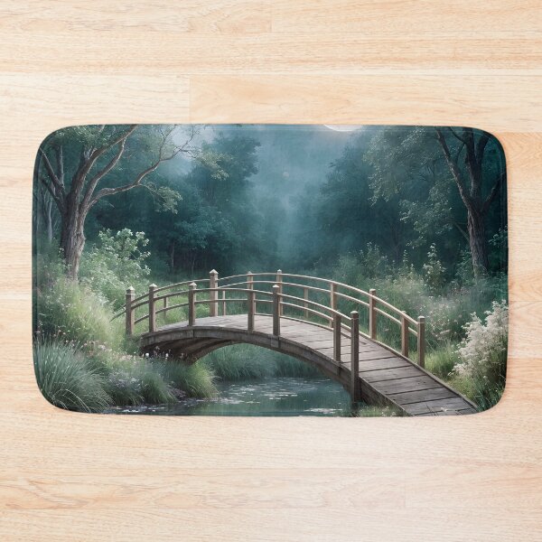 Item preview, Moonlit Woodland Bridge | Peaceful Forest Stream  designed and sold by Patricia Johnston.