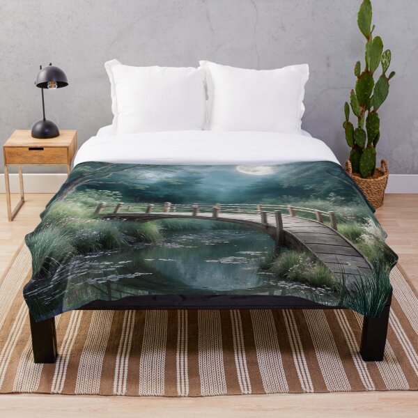 Item preview, Moonlit Woodland Bridge | Peaceful Forest Stream  designed and sold by Patricia Johnston.