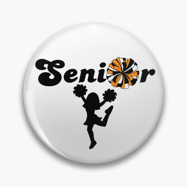 Artikelvorschau, Silhouette einer Cheerleaderin der Oberstufe mit orange-schwarzem Pompon entworfen und verkauft von JaymeOctober.