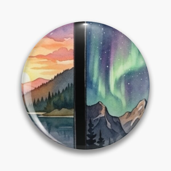 Item preview, Camping Life Watercolor Panels Retro Camper Tent Sunset Northern Lights designed and sold by PACS0011.