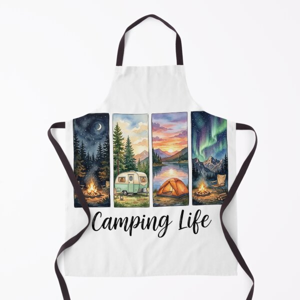 Item preview, Camping Life Watercolor Panels Retro Camper Tent Sunset Northern Lights designed and sold by PACS0011.