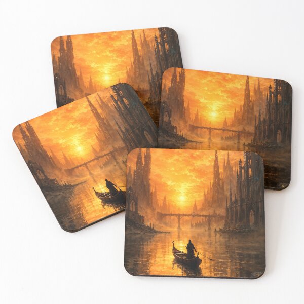 Item preview, Forgotten Gothic City at Sunset | Epic Fantasy Wall Art & Cinematic Concept Art designed and sold by BERKKIZILAY.