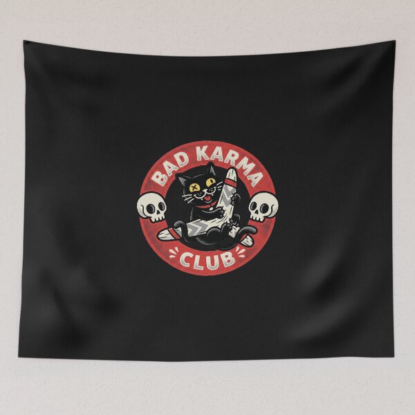 Item preview, Retro Black Cat Bad Karma Club Graphic T-Shirt designed and sold by AdyKurniawan.