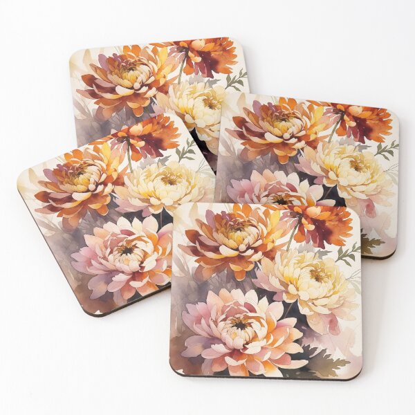 Item preview, Watercolor Chrysanthemum Bouquet - Autumn Floral Botanical Illustration designed and sold by Darlin8888.