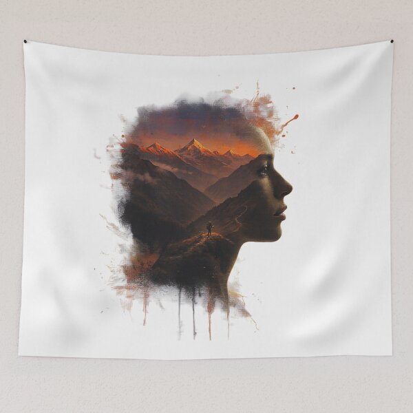 Item preview, Woman Mountain Silhouette Double Exposure Art designed and sold by Gabe1983.