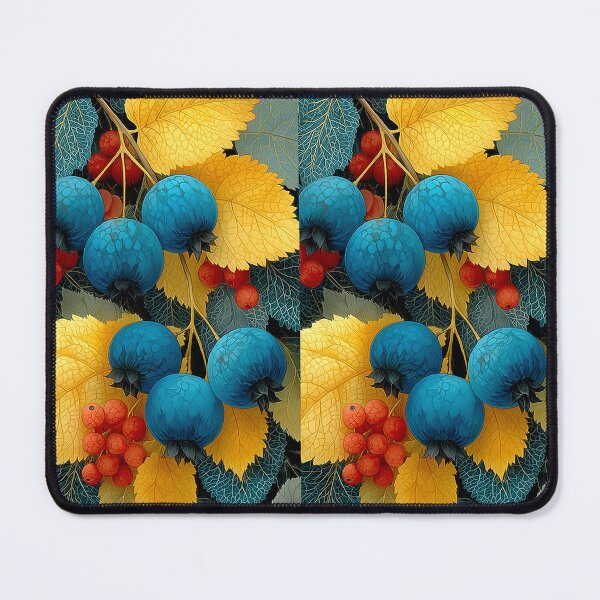 Item preview, Vibrant Blue Berries and Golden Autumn Leaves designed and sold by colorful-white.