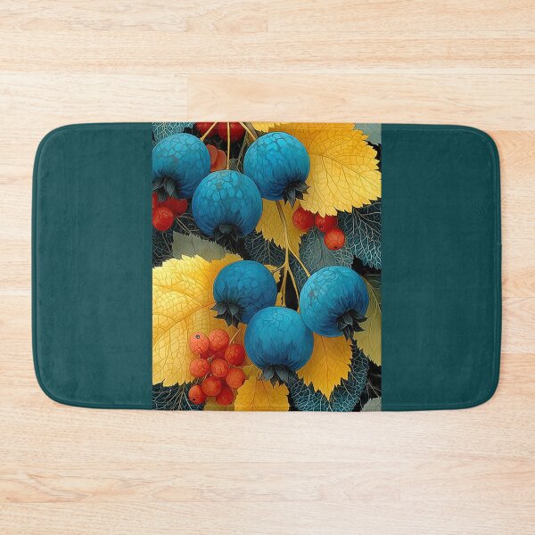 Item preview, Vibrant Blue Berries and Golden Autumn Leaves designed and sold by colorful-white.
