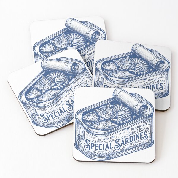 Item preview, Vintage Woodcut Sleeping Cat in Sardine Tin Engraving designed and sold by AdyKurniawan.