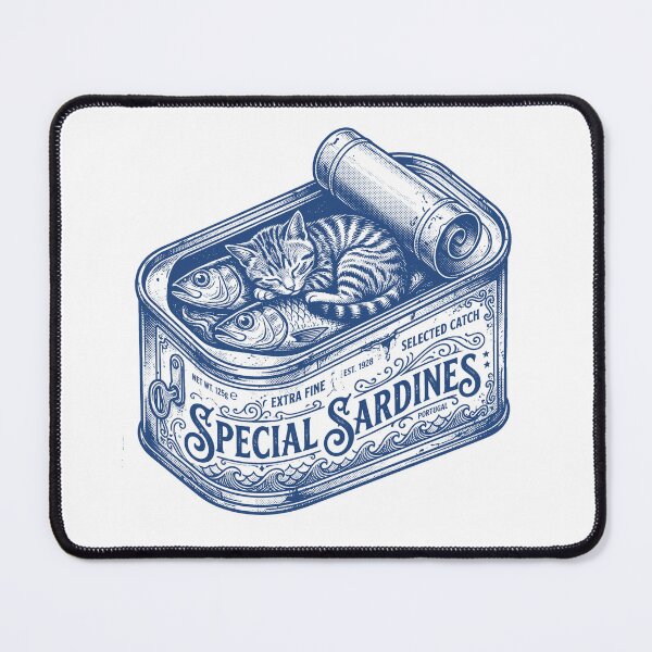 Item preview, Vintage Woodcut Sleeping Cat in Sardine Tin Engraving designed and sold by AdyKurniawan.