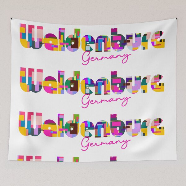 Item preview, Waldenburg, Germany, Vibrant Abstract City Typography Art designed and sold by Wanderful-roads.