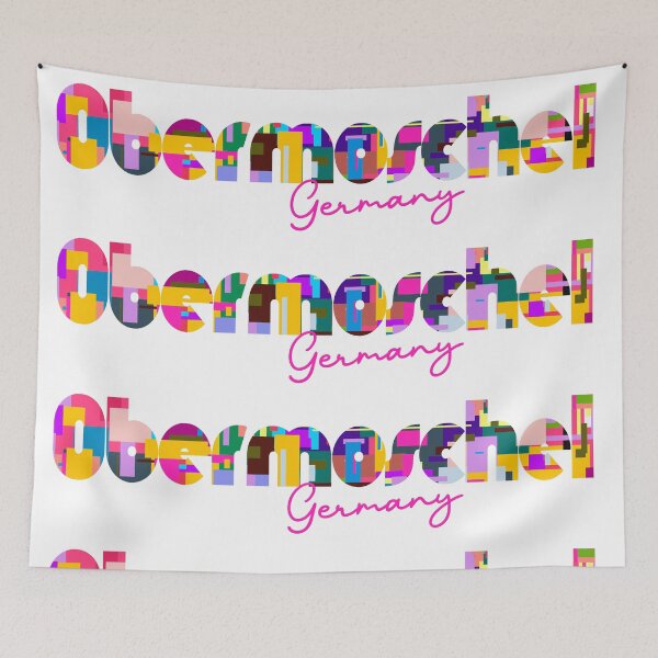 Item preview, Obermoschel, Germany, Vibrant Abstract City Typography Art designed and sold by Wanderful-roads.