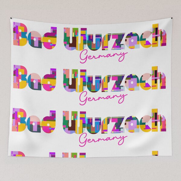 Item preview, Bad Wurzach, Germany, Vibrant Abstract City Typography Art designed and sold by Wanderful-roads.