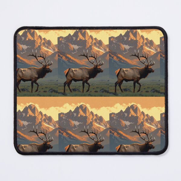 Item preview, Majestic Elk in Golden Hour Mountain Meadow Wildlife Nature Art designed and sold by tobysdesigns.