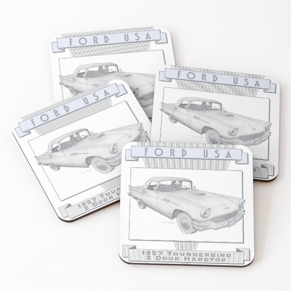 Artikelvorschau, Ford Thunderbird 1957 2-Türer Hardtop, handgezeichnet entworfen und verkauft von Classic Car Art Drawings.