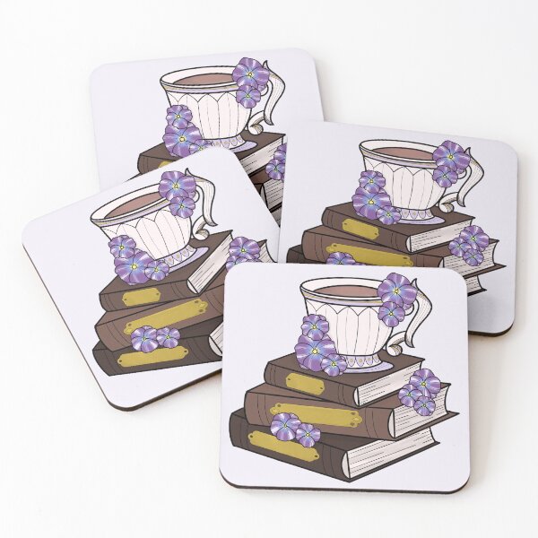 Item preview, Stack of books and teacup designed and sold by letizzart designs.