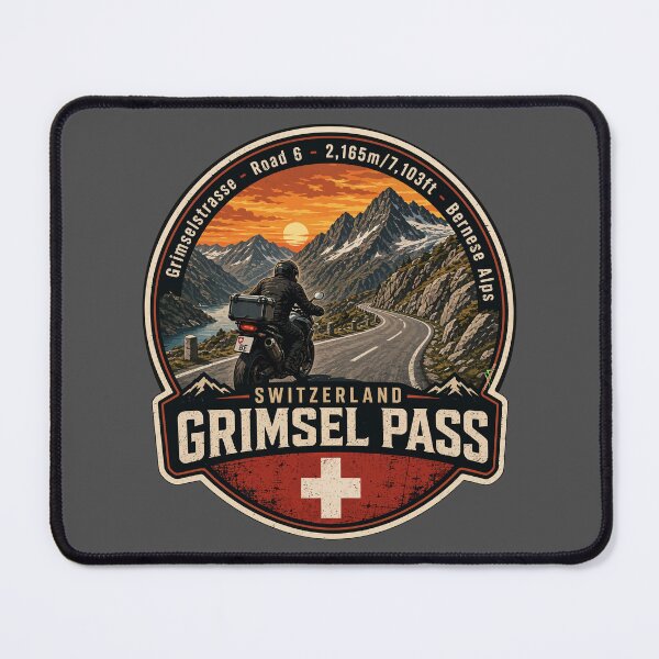 Item preview, Grimsel Pass Switzerland Grimselpass Motorcycle Cycle Sticker TShirt 06 designed and sold by OuterShellUK.