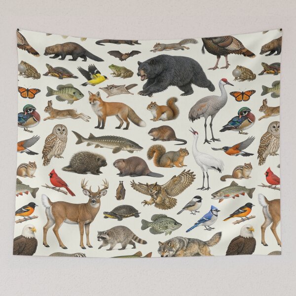 Item preview, Animals of Wisconsin Retro Style Identification Chart designed and sold by kakarikihill.