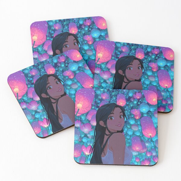 Item preview, Dreamy Girl Amidst Glowing Pink Lanterns designed and sold by colorful-white.