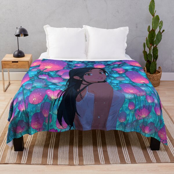 Item preview, Dreamy Girl Amidst Glowing Pink Lanterns designed and sold by colorful-white.